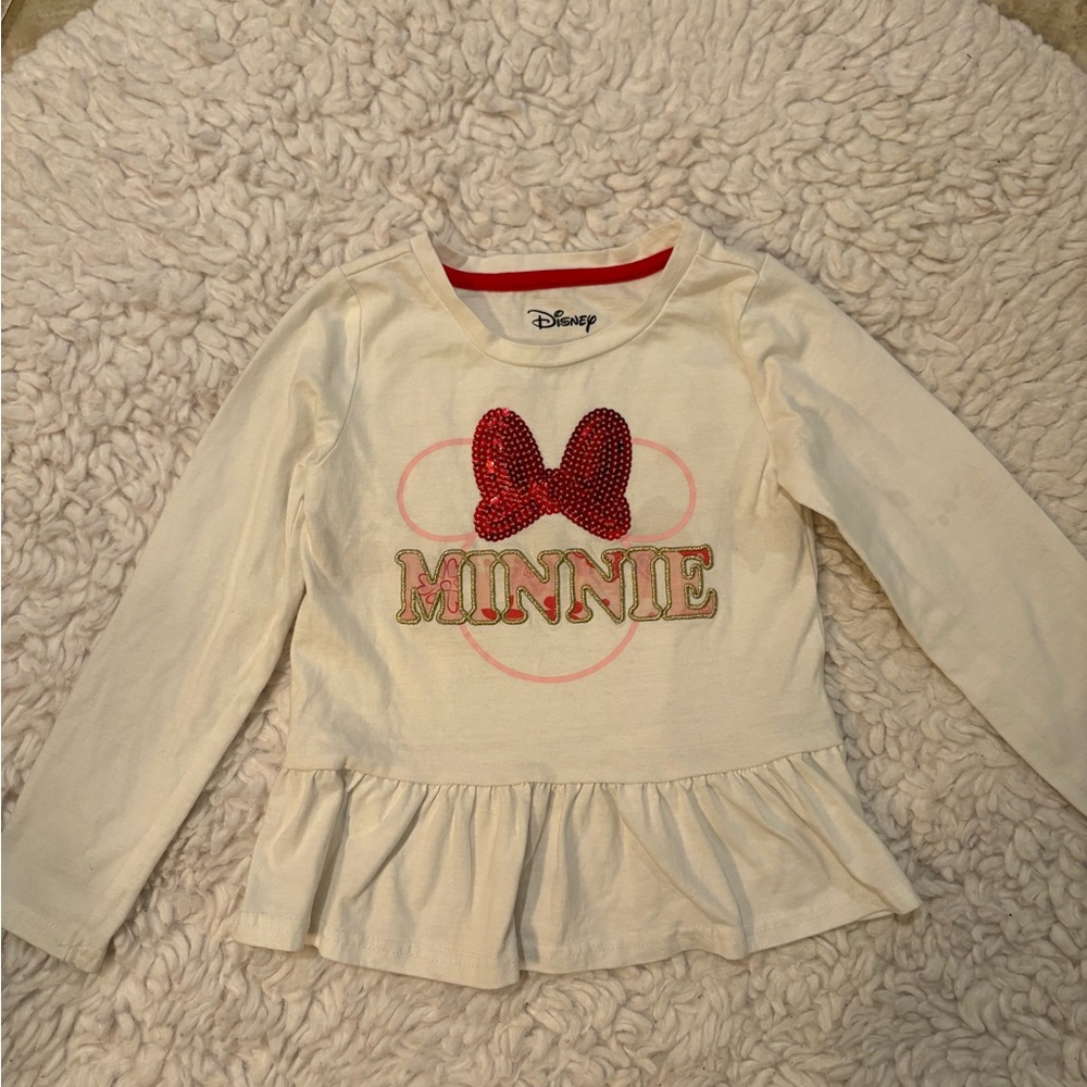 Girls 6 Disney Minnie White Long Sleeved Shirt
